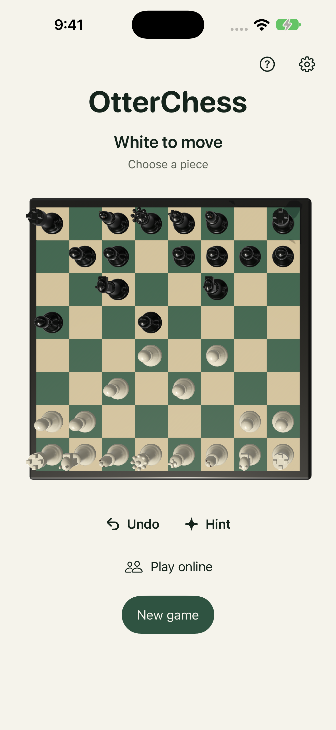 Actual OtterChess gameplay on iPhone